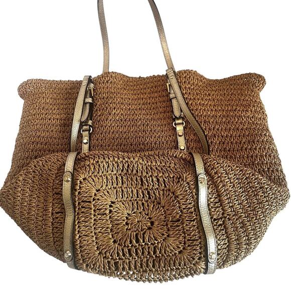 MICHAEL Michael Kors Large Studded Straw Shopper Tote Bag - Picture 6 of 9